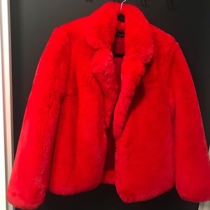 Lavish Alice faux fur jacket in red